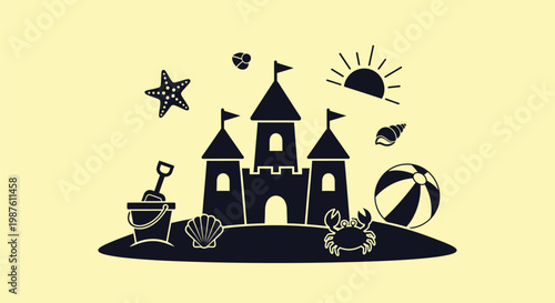 Black Silhouette of Beach Castle.