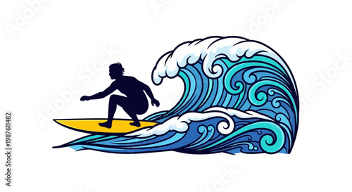 Man surfing on a yellow board.
