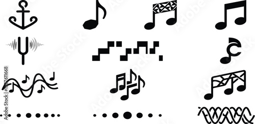 Collection of various music notes and symbols, perfect for creative designs and artistic projects