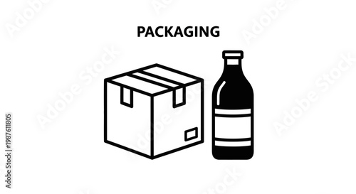 Packaging box and bottle illustration.