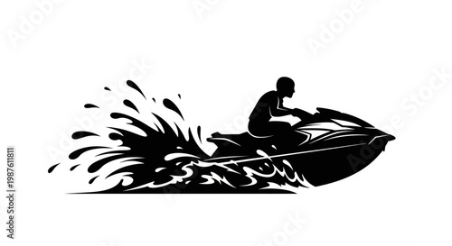 Man riding a jet ski fast.