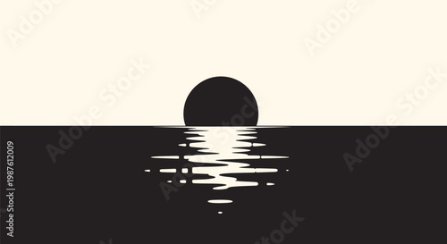 Sunset over calm ocean water horizon.