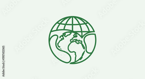 Green illustration of Earth being held, symbolizing eco-friendliness and protection.