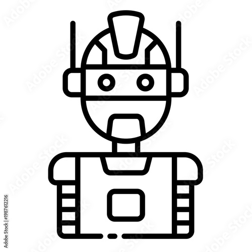 robot icon. humanoid robot with helmet and body. AI and automation technology. future and engineering