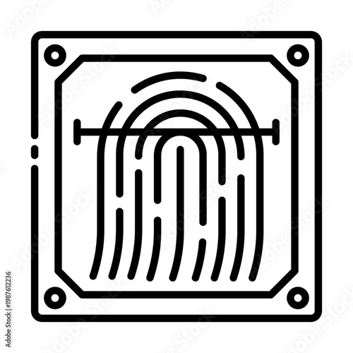 biometric fingerprint icon. fingerprint scan on circuit board. identity and access security. technology and digital