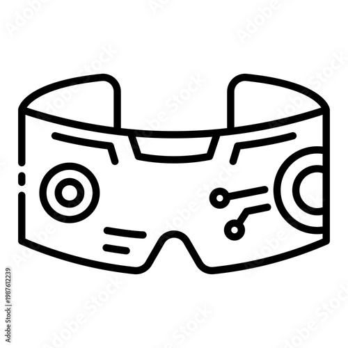 AR smart glasses icon. augmented reality eyewear with circuit. wearable tech and digital display. innovation and gadget