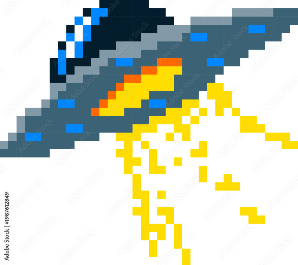 Fototapeta premium Ufo Abduction Pixel Art