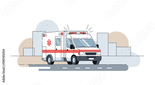 Ambulance on road illustration emergency medical services concept vector design