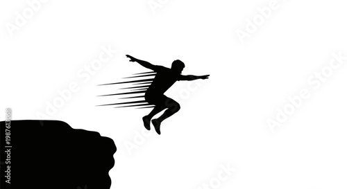Man jumping off a cliff edge.
