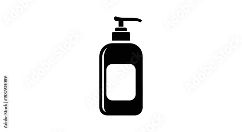 Black and white hand soap dispenser illustration for hygiene and cleaning