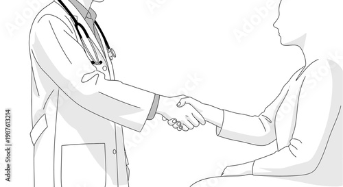 Doctor and patient handshake medical collaboration and healthcare concept