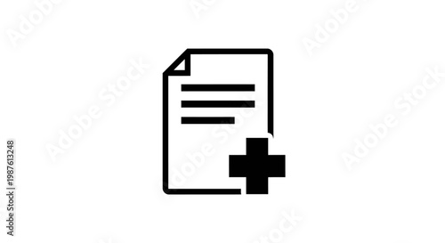 Document with plus symbol icon addition of new file or information