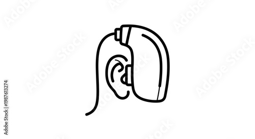 Hearing aid device illustration medical technology for sound amplification