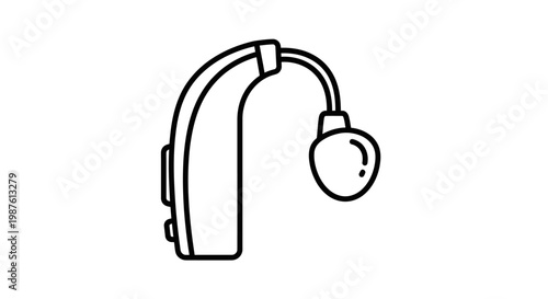 Hearing aid illustration simple black and white design for healthcare