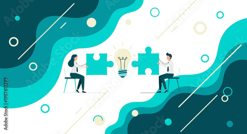 Team Collaboration and Creative Problem Solving Illustration