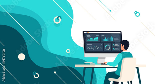 Professional analyzing data performance on a computer dashboard