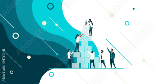 Team building and business foundation concept flat vector illustration