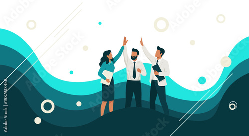 Business Team Celebrating Success and Achievement Vector