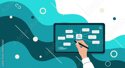 Digital Mind Map and Visual Information Architecture Illustration