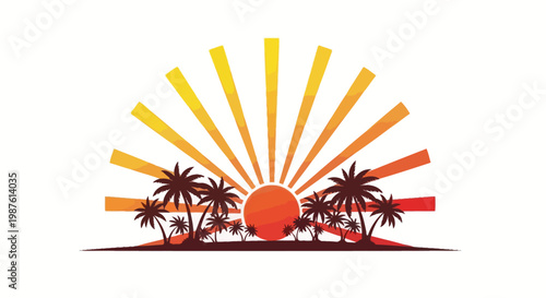 Colorful Palm Trees At Sunset.