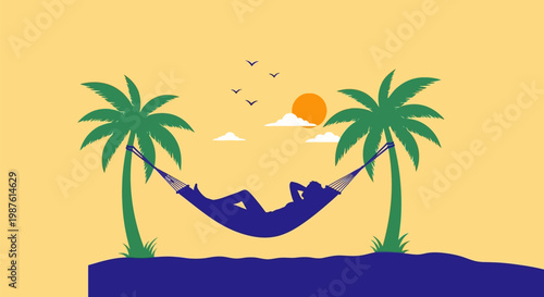 Man resting in a hammock outdoors.