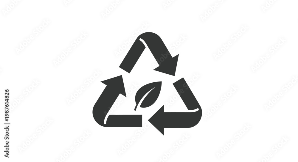 Obraz premium Recycling symbol with leaf icon.