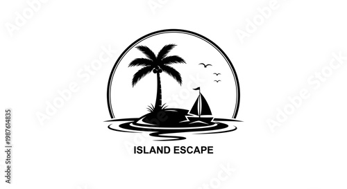 Tropical island getaway vacation logo design.