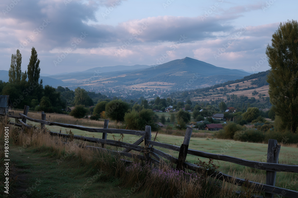 Fototapeta premium Serene Mountain Landscape at Dawn