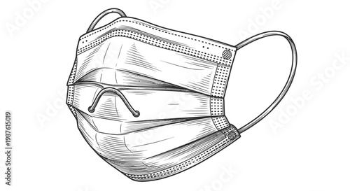 Medical mask illustration protective healthcare equipment isolated