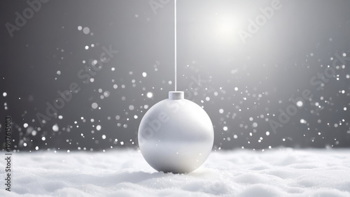 Minimal ball white ornament snow winter background elegant festive decoration calm