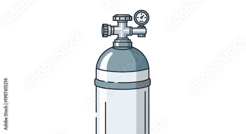 Oxygen tank illustration medical equipment vector with pressure gauge