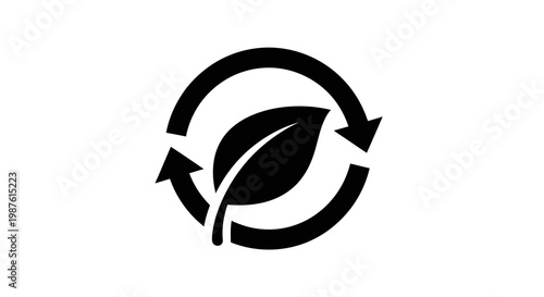 Eco friendly leaf recycling symbol logo.