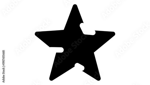 Black star icon with stylized cutouts isolated on white background