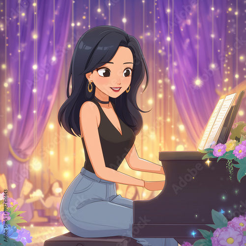 girl playing the piano