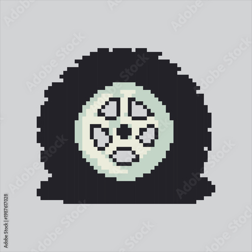 Pixel art illustration Flat Tires. Pixelated Old Tires. Flat Old Tires Trash Icon pixelated for the pixel art game and icon for website and video game. old school retro.