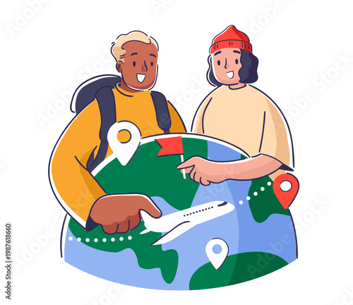 Traveler Planning Trip Cartoon