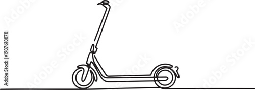 Continuous line of a mini scooter. One line drawing of an electric scooter symbolizing urban mobility.one line drawing vector illustration