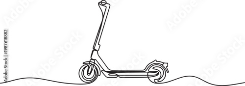 Continuous line of a mini scooter. One line drawing of an electric scooter symbolizing urban mobility.one line drawing vector illustration