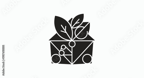 Black and white plant pot icon.