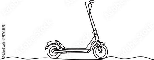 Continuous line of a mini scooter. One line drawing of an electric scooter symbolizing urban mobility.one line drawing vector illustration