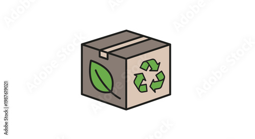 Cardboard Box with Recycling Symbol.