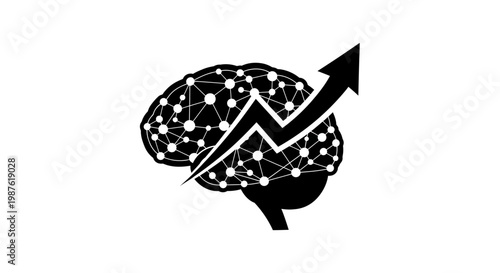 Brain with growing graph line.