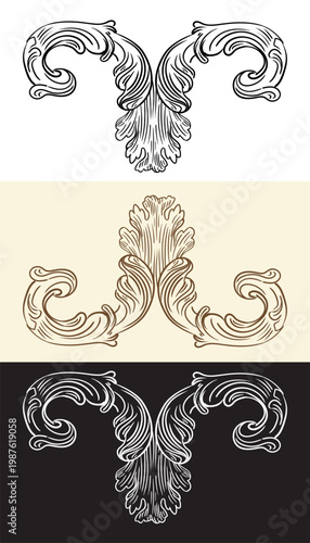 Set of decorative hand drawing filigree botanic design elements vector