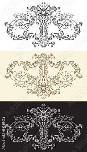Set of hand drawing royal ornate design elements vector illustration