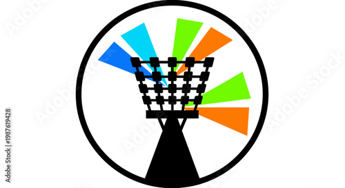 Colorful Frisbee Golf Target Basket.