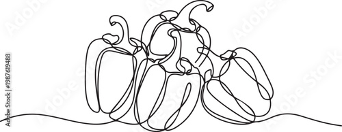 continuous line of paprika. single line drawing of paprika group.one line drawing vector illustration