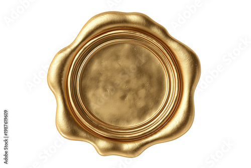 Blank golden wax seal isolated on dark background, luxury quality and certificate concept
