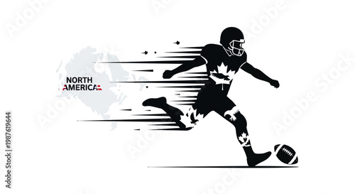 Man playing football with motion lines.