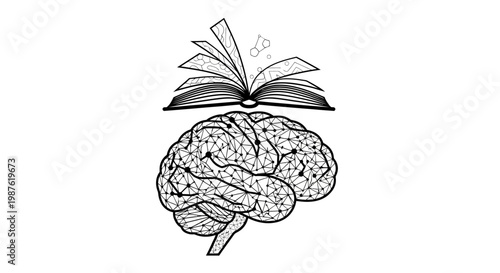 Brain with open book on top.
