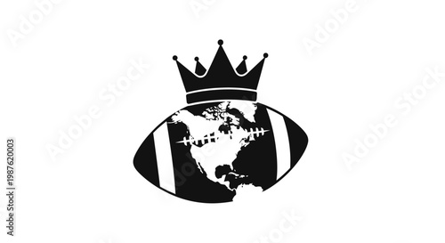 Rugby Ball with Crown Logo Design.